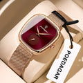 POEDAGAR Elegant Rose Square Watch